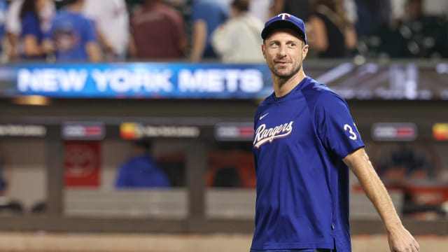 Texas Rangers starting pitcher Max Scherzer before a game in September, updated his progress since having back surgery on Dec. 15.